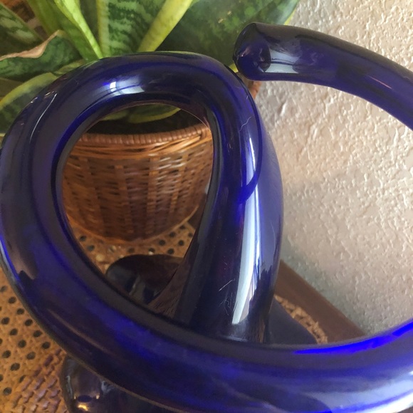 Handblown Large Flowering Cobalt Blue Coiled Vase Mid-Century Modern - Picture 13 of 14